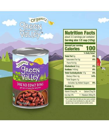 Green Valley Organics Dark Red Kidney Beans | Certified Organic | Mild Taste & Firm Texture | Good Source of Fiber & Protein | 15.5 oz (Pack of 4) - Buy Online on GoSupps.com