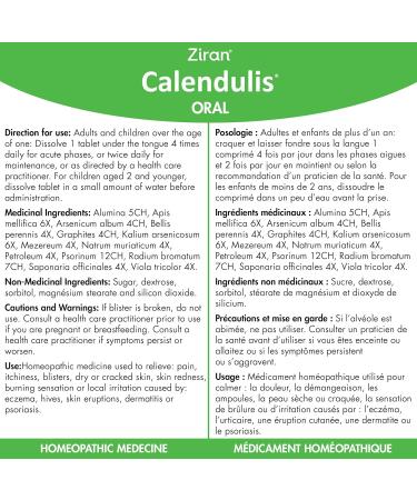 Ziran Calendulis Calendula for Hives/Eczema/Psoriasis (Oral - 60 Tabs) - Buy Online on GoSupps.com