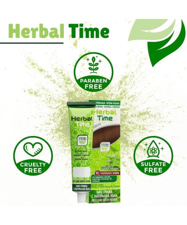 Herbal Time Henna Natural Cream Color Natural Brown N 10 with Nettle Extract - Gray Hair Cover and Temporary Dye Cream - 75ml - Buy Online on GoSupps.com