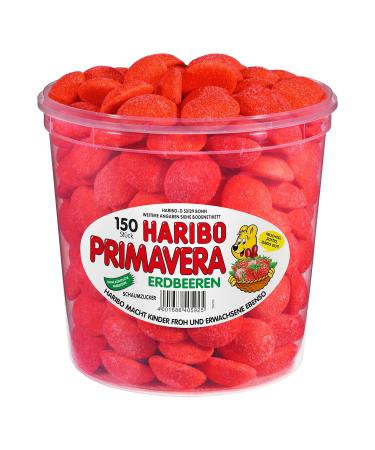Haribo Primavera Strawberries - Fruity Foam Confectionery Pack of 2 (300 pcs) - International Shipping Available - Buy Online on GoSupps.com