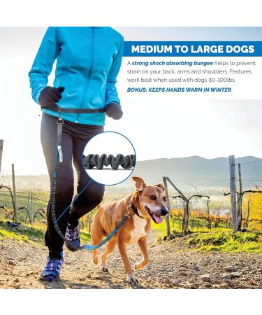 Tuff Mutt Hands Free Dog Leash A Dog Running Leash for Dogs That Makes A Great Waist Leash for Dog Walking Double Handle Bungee Dog Leash with Reflective Stitching and Adjustable Dog Walking Belt Gray - Buy Online on GoSupps.com