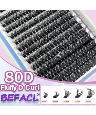 Fluffy Lash Clusters Kit - 320Pcs 80D Eyelash Extension Set with Bond & Seal | BEFACL D Curl Wispy Individual Cluster Lashes (8-16mm - Buy Online on GoSupps.com