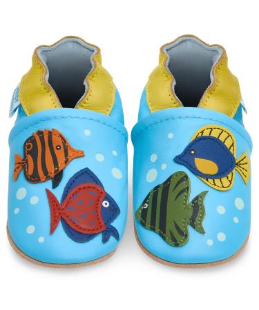 Baby Shoes with Soft Sole - Baby Girl Shoes - Baby Boy Shoes - Leather Toddler Shoes - Baby Walking Shoes 0-6 Months Tropical Fish