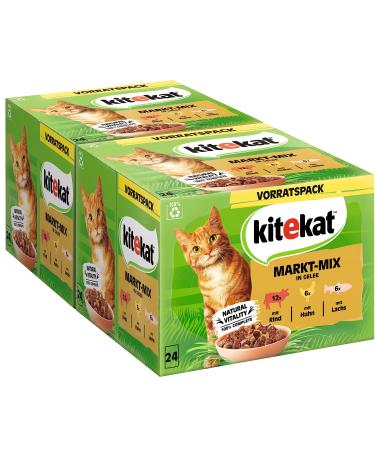 Kitekat cat food wet food market mix in jelly wet food in 48 portion bags pack of 2 (2 x 24 portion bags of 85g each)