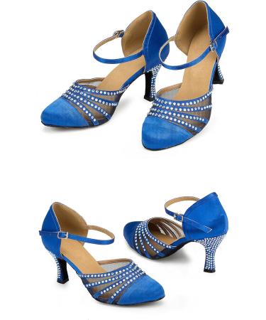 Buy URVIP New Arrivals Women's Sequins Heels Pumps - Modern Latin Dance Shoes with Ankle Strap LD036 in Blue - International Shipping Available - Buy Online on GoSupps.com