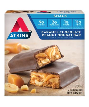 Atkins Snack Bar Caramel Chocolate Peanut Nougat 1.56 Oz 5 Ct Caramel Chocolate Peanut Nougat 5 Count - Buy Online on GoSupps.com