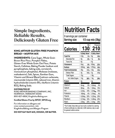 King Arthur Gluten Free Pumpkin Bread + Muffin Mix - 12 oz | Non-GMO & Kosher Certified - Buy Online on GoSupps.com