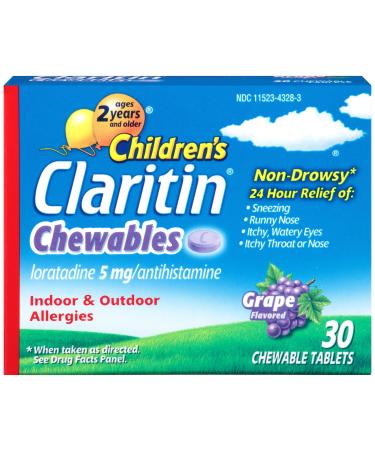 Claritin Children's24 Hour Non-Drowsy Allergy Grape Chewable Tablet 5 mg 30 Count