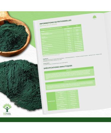 Spiruline Bio - 65% Prot ines 14% BCAA 17% Phycocyanine Fer - Energie Sport Immunit - 100% Pure en Poudre - Bioptimal Marque Fran aise -Conditionn en France - Certifi Ecocert - 100 g 100 g (Lot de 1) - Buy Online on GoSupps.com