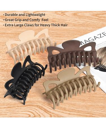 Jumbo Hair Clips for Women - Extra Large 4.7 Inch Claw Clips for Thick Hair - Fashion Hair Accessories in Neutral/Brown - Pack of 4 - Buy Online on GoSupps.com