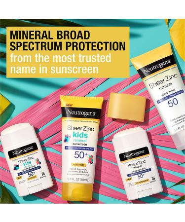 Neutrogena Sheer Zinc Oxide SPF 50 Mineral Sunscreen Lotion, 3 fl. oz (Pack of 3) - Broad Spectrum UVA/UVB Protection, Water-Resistant, Hypoallergenic, Non-Greasy & Paraben-Free - Buy Online on GoSupps.com