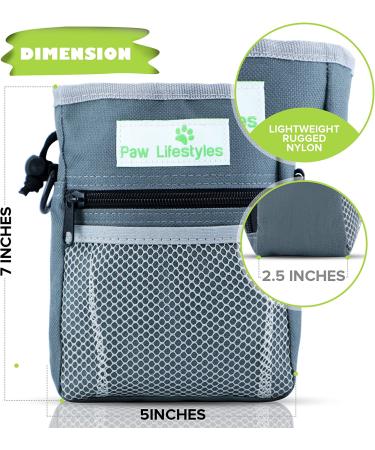 Paw Lifestyles Dog Treat Training Pouch - Grey | Pet Toy & Treat Carrier with Poop Bag Dispenser - Buy Online on GoSupps.com