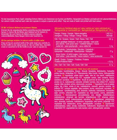 Decocino DecoroBlates - 14 Edible Vegan Cake Decor for Cupcakes & Tarts - Gluten-Free & Lactose-Free Unicorn Theme - 9g - Buy Online on GoSupps.com