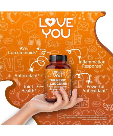 Love You Turmeric Curcumin with Organic Ginger & BioPerine Black Pepper 120 Vegan Capsules - Buy Online on GoSupps.com