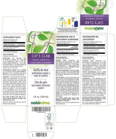 Cat's Claw Bark Tincture Naturalma | Alcohol-Free Liquid Extract | 4 fl oz Drops | Vegan Supplement - Product of Italy - Buy Online on GoSupps.com