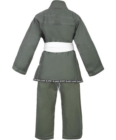 Zafco Sports Brazilian Jiu Jitsu  Kids Jiu Jitsu Gi Children BJJ Gi Grappling Kimonos Lightweight White Belt Military Green k1 - Buy Online on GoSupps.com