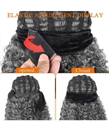 CINHOO Grey Curly Wave Headband Wig for Black Women - 15 Inch Synthetic Half Wig with Attached Headband - Afro Kinky Curly Style - Buy Online on GoSupps.com