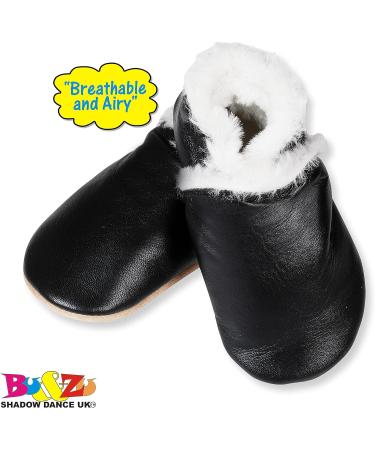 SHADOW DANCE UK Baby Toddler Shoes - Soft Sole Leather Booties for Boys and Girls (12-18 Months, Black) - Winter Kids Footwear - Buy Online on GoSupps.com