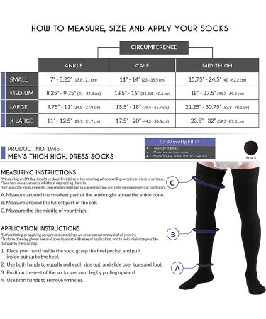 Truform Men's Dress Compression Socks 20-30 mmHg - Black, Small, Over-the-Knee Length - Buy Online on GoSupps.com