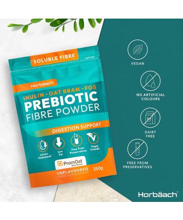 Prebiotic Fibre Supplement 250g | Gut Health Support Vegan Powder | FOS Inulin & Oat Bran Beta Glucans | Horbaach - Buy Online on GoSupps.com