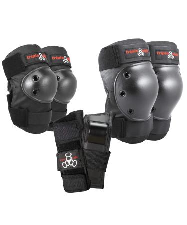 Triple Eight Saver Series Pad Set with Kneesavers, Elbowsavers and Wristsavers, Large, Black