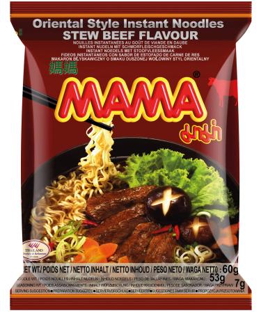 MAMA MAMA Instant Noodles with Braised Beef Flavour - Oriental Style Instant Noodle Soup - Authentic Thai Cuisine - 24 x 60g