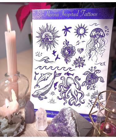 Henna Style Temporary Tattoo - Waterproof & Long Lasting 2 Weeks - Realistic Fake Tattoo for Men & Women (Beach Lover) - Buy Online on GoSupps.com