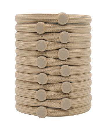 Qooocy Women's Hair Ties for Thick or Curly Hair. No Slip Ponytail Holders Sports Thick Hair Ties  8MM  12Pcs  Beige