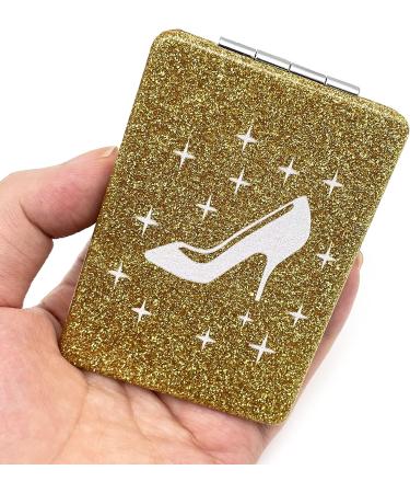 12 Pcs Sweet 15 High Heel Gold Compact Mirror - Glitter Pu Leather Makeup Mirror for Birthday Party Favors - Buy Online on GoSupps.com