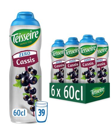 Teisseire Zero Sugar Blackcurrant Syrup for Refreshing Drinks Cocktails Bottle 6x60cl