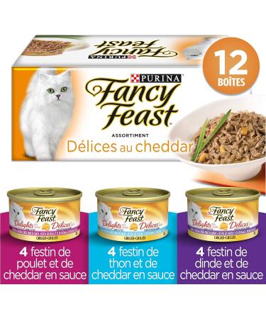 Fancy Feast Wet Cat Food Elegant Medleys Primavera & Fancy Feast Wet Cat Food Cheddar Delights Grilled Variety & Fancy Feast Wet Cat Food Grilled in Gravy Variety Pack 85g - Buy Online on GoSupps.com