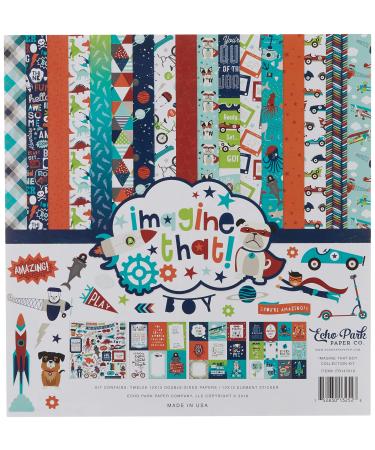 Echo Park Paper Company Imagine That Boy Collection Kit, None 12-x-12-Inch