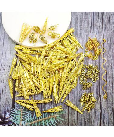 130-Piece Gold Locs Hair Jewelry Kit for Women - Dreadlocks Accessories, Beads, Braids, Hair Cuffs, Charms - Goddess Style - Buy Online on GoSupps.com