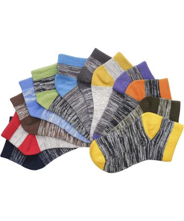 Hzcojulo Kids Toddler Cotton Ankle Socks - 12 Pairs, Multicolored - Ages 11-13 - Buy Online on GoSupps.com