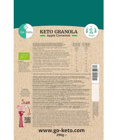 Go-Keto BIO Keto Granola Apple Cinnamon 6x 290g - Keto Muesli for a delicious Keto breakfast with coconut chips - Buy Online on GoSupps.com