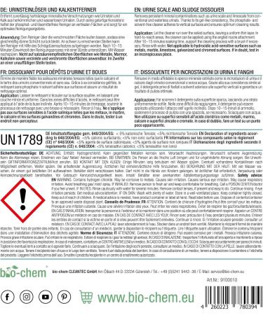 Bio-Chem Urine Stone Remover Extra Strong - 6x1000ml - Powerful Professional Toilet Cleaner Made in Germany - Buy Online on GoSupps.com