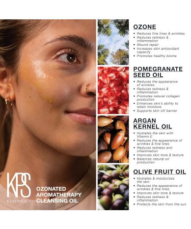 KPS Essentials Ozonated Aromatherapy Cleansing Oil - Ozone-Infused Makeup Remover & Balancing Oil for Distressed Skin with Pomegranate Seed & Argan Oil - 1.7 oz - International Shipping Available - Buy Online on GoSupps.com