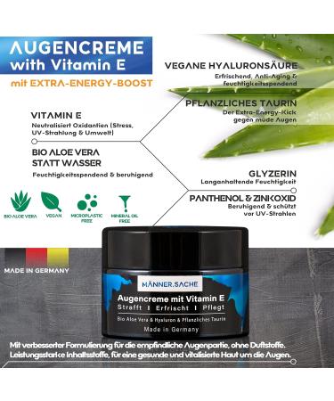 Men's Eye Cream for Dark Circles & Wrinkles Anti-Aging with Aloe Vera & Hyaluronic Acid | Made in Germany - Buy Online on GoSupps.com