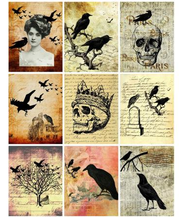 Halloween Spooky Photos Collage Sheet, Halloween, Scrapbooking, ATC, Altered Art 8.5 x 11"