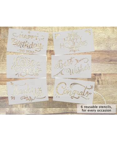 Hand Inked Card Making Kit - DIY Greeting Card Stencil Set | Stationary Box with Supplies - 50 Blank Cards, 50 Envelopes, 6 Stencils, 5 Brush Pens - Buy Online on GoSupps.com