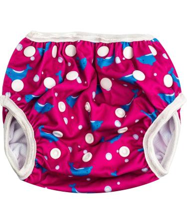 Shop Babyino Reusable Swimming Diaper - Bavarian Pants for Babies & Toddlers (Pink Dolphin) | Adjustable Size 6-18 Months - Buy Online on GoSupps.com