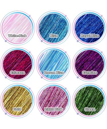 FEQO Hair Tinsel Kit with 3600 Strands Hair Tinsel 48 Inches 18 Colours Heat Resistant Sparkle Shiny Tinsel Hair Extensions Micro Beads Pulling Loop Needle and Plier for Women Girls Multi 18 colors - Buy Online on GoSupps.com