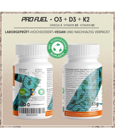 Omega-3 Vegan + D3 & K2 Capsules - 1100mg Algae Oil 600mg DHA 300mg EPA - High Bio-Accessibility & Lab Tested (60 Pieces) - Buy Online on GoSupps.com