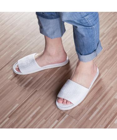 EchoApple 10 Pairs of White Waffle Open Toe Slippers - One Size Fits Most Men and Women for Spa, Party, Hotel, and Travel - Medium White - 5-7 Women/4-7 Men - Buy Online on GoSupps.com