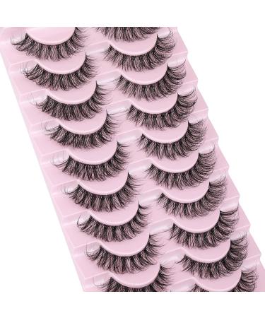 Yawamica Cat Eye 10 Pairs Pack False Eyelashes - Wispy Natural Mink Lashes Clear Band - Fluffy Russian Strip Lashes C Curl - 8-16MM - Cat Eye Design - Buy Online on GoSupps.com