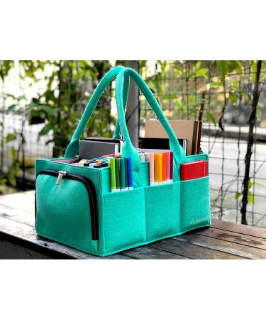 Mollieollie Premium Baby Diaper Caddy Organizer | Portable Nursery & Craft Storage Bin | Car Seat Tote with Zipper Pocket | Teal/Rose - Buy Online on GoSupps.com