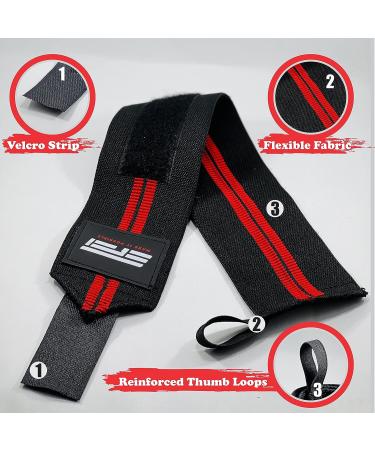 EFEI Premium Wrist Wraps - 18 Pair | Best Wrist Support for Weightlifting | Prevent Injuries for Deadlift, Powerlifting, Bench Press | Men & Women | Red - Buy Online on GoSupps.com