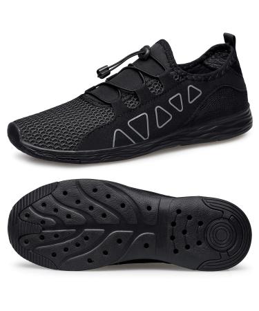 vibdiv Men's Water Shoes - Quick Drying Outdoor Lightweight Sports Aqua Shoes 11.5 All Black-121