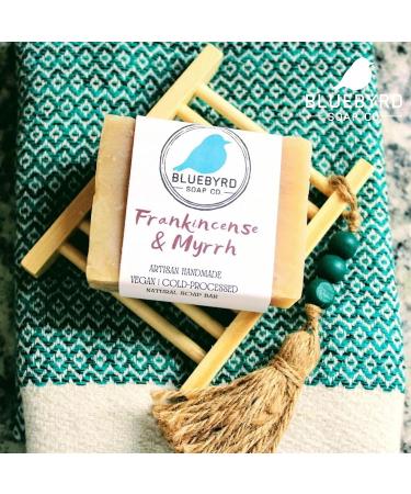 Bluebyrd Soap Co. Frankincense & Myrrh 5oz Bars | 100% Natural Soap with Essential Oils | Vegan Coconut Oil Bars for Body, Face & Bath - Buy Online on GoSupps.com