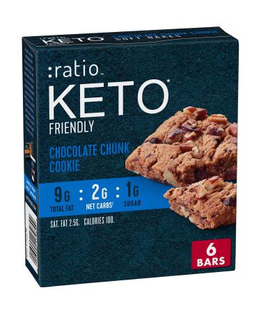 :ratio KETO Friendly Soft Baked Bars, Chocolate Chunk Cookie, 6 ct